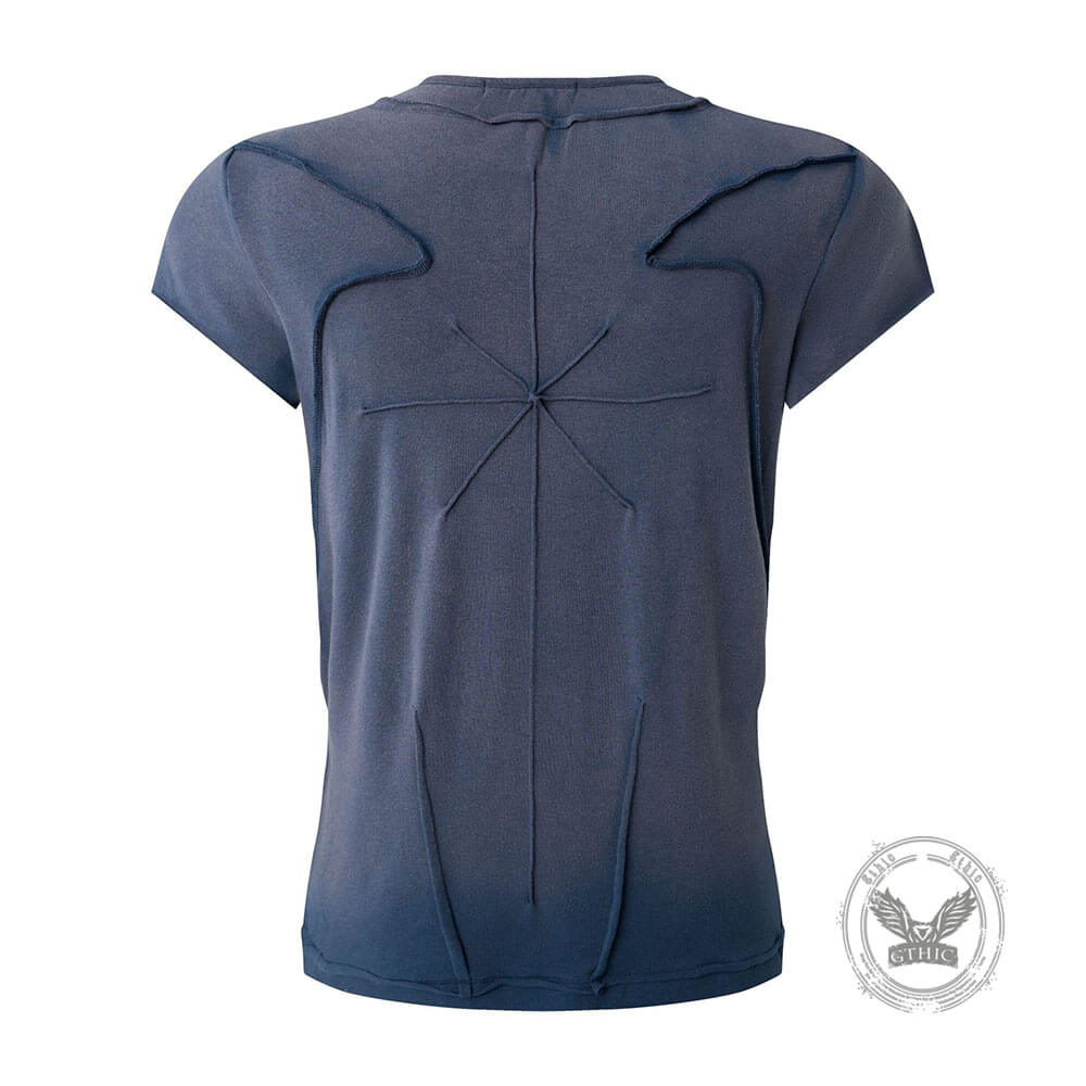 American-Style Street Slim-Fit Washed Distressed T-Shirt
