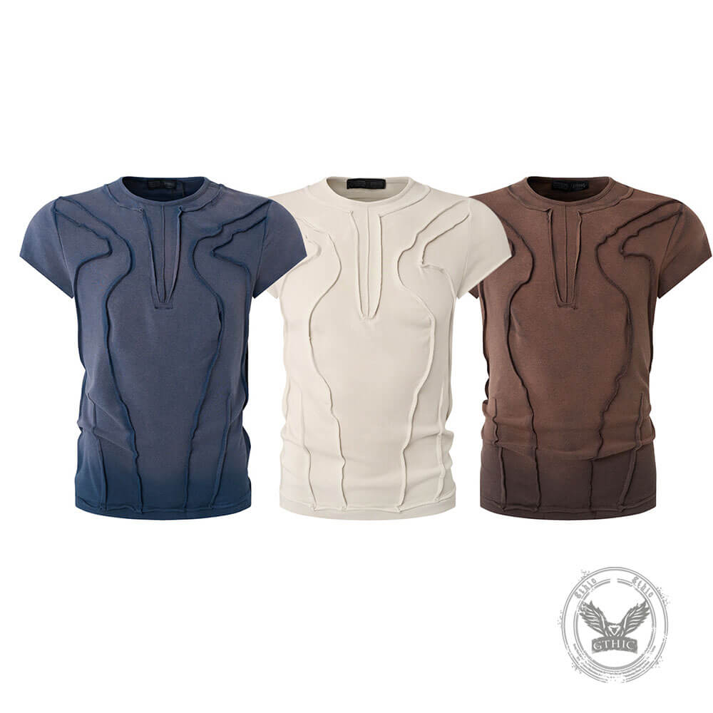 American-Style Street Slim-Fit Washed Distressed T-Shirt | Gthic.com
