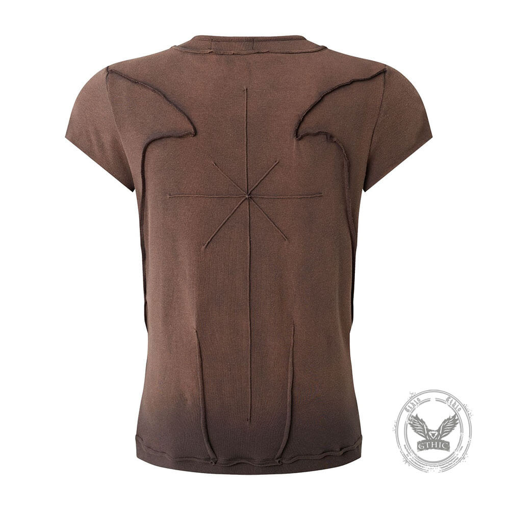 American-Style Street Slim-Fit Washed Distressed T-Shirt