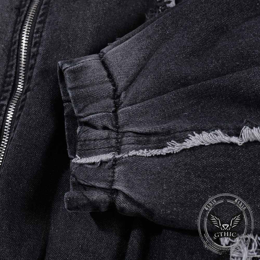 American-Style Washed Vintage Frayed Denim Jacket