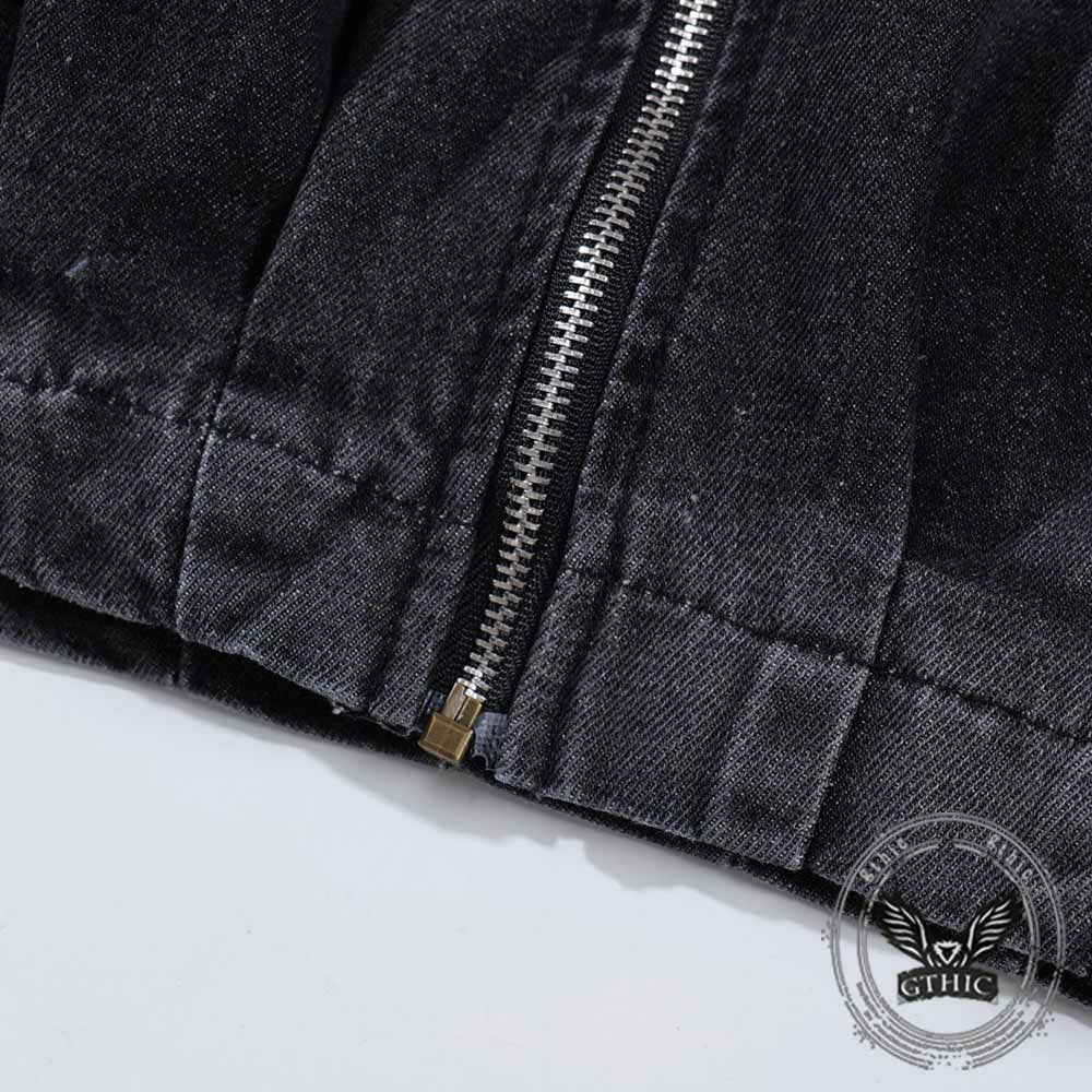 American-Style Washed Vintage Frayed Denim Jacket