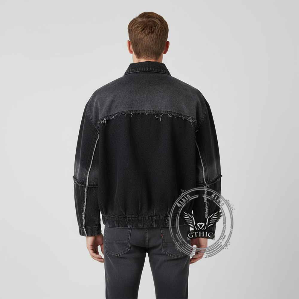 American-Style Washed Vintage Frayed Denim Jacket | Gthic.com