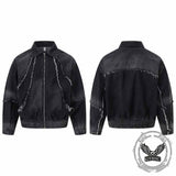 American-Style Washed Vintage Frayed Denim Jacket | Gthic.com
