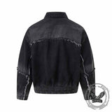 American-Style Washed Vintage Frayed Denim Jacket