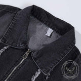 American-Style Washed Vintage Frayed Denim Jacket
