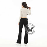 American-Style Y2K Studded Zipper Flared Cargo Pants | Gthic.com