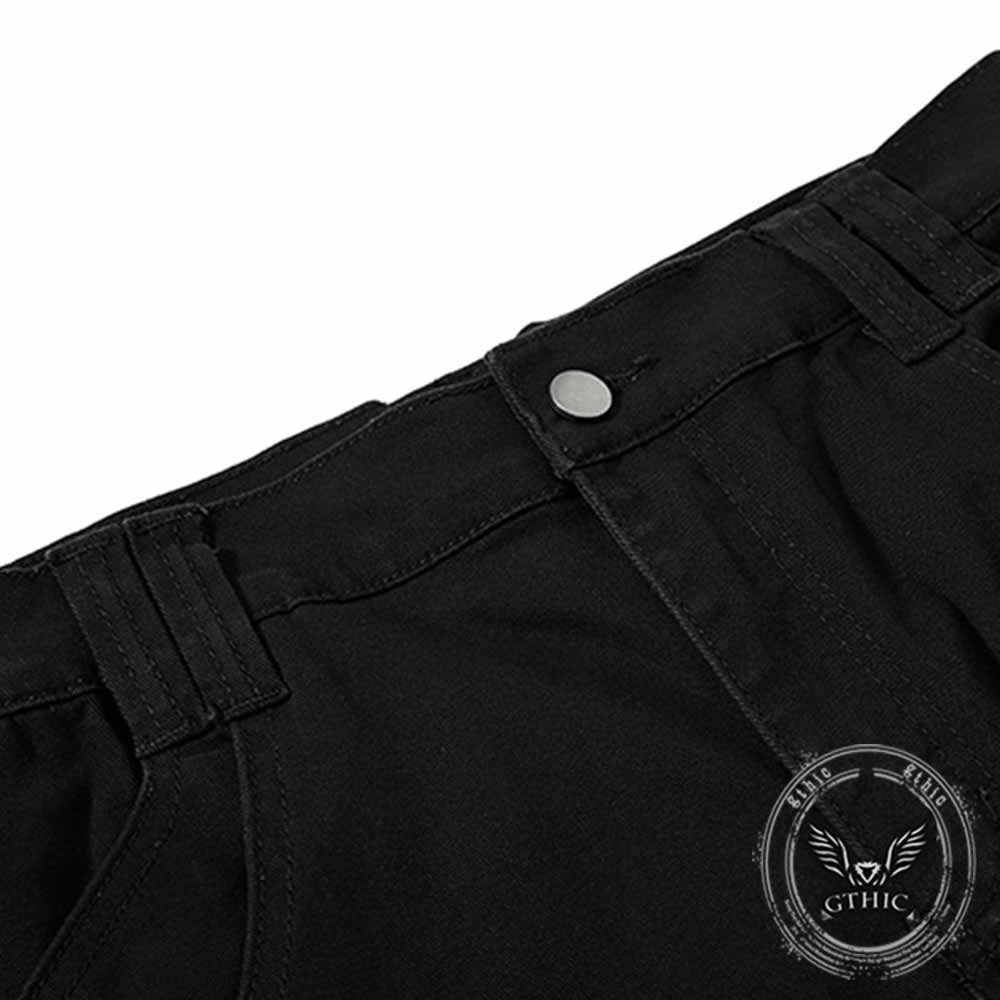 American-Style Y2K Studded Zipper Flared Cargo Pants