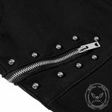 Pantaloni punk da uomo in cotone con stampa teschio patch