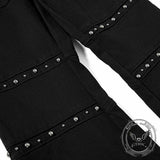 Pantaloni punk da uomo in cotone con stampa teschio patch