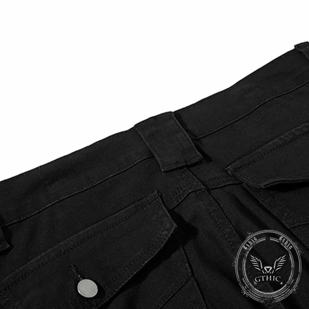 American-Style Y2K Studded Zipper Flared Cargo Pants – GTHIC