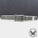 American Biker Three-Row Cutout Rivet Genuine Leather Belt