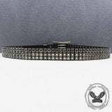 American Biker Three-Row Cutout Rivet Genuine Leather Belt