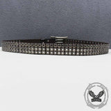 American Biker Three-Row Cutout Rivet Genuine Leather Belt