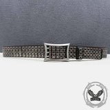 American Biker Three-Row Cutout Rivet Genuine Leather Belt