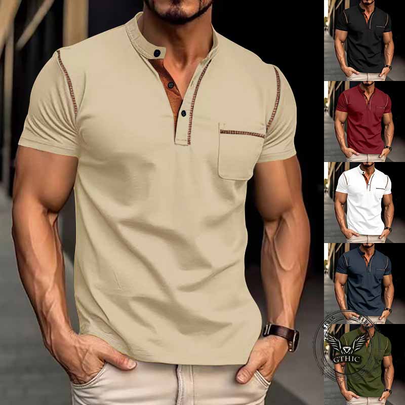 American Casual Quick Dry Button Henley Polo Shirt 01 | Gthic.com