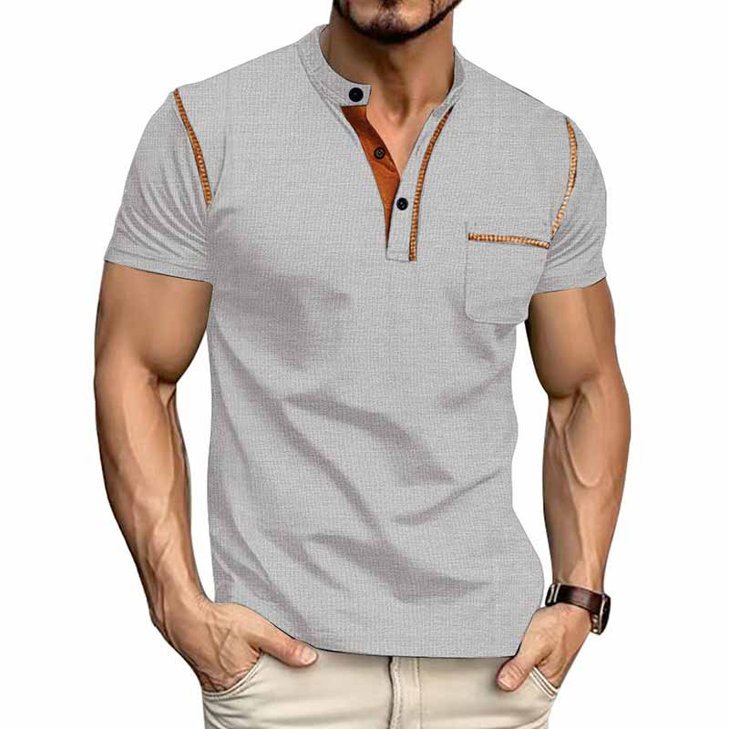 American Casual Quick Dry Button Henley Polo Shirt