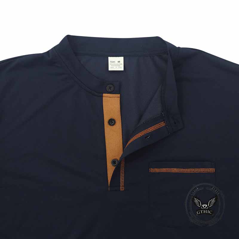American Casual Quick Dry Button Henley Polo Shirt