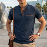 American Casual Quick Dry Button Henley Polo Shirt