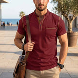 American Casual Quick Dry Button Henley Polo Shirt