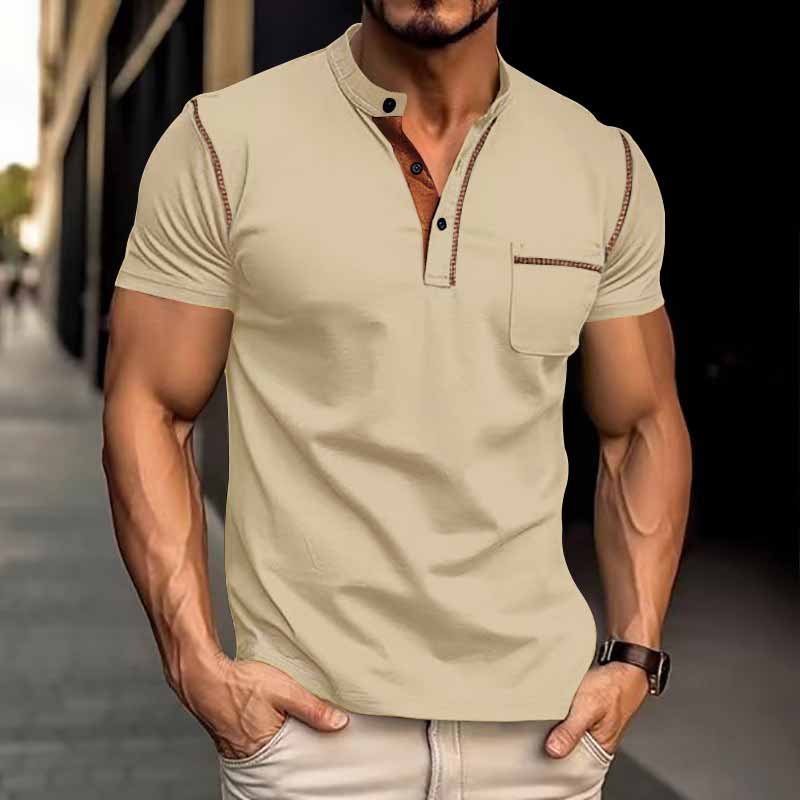American Casual Quick Dry Button Henley Polo Shirt