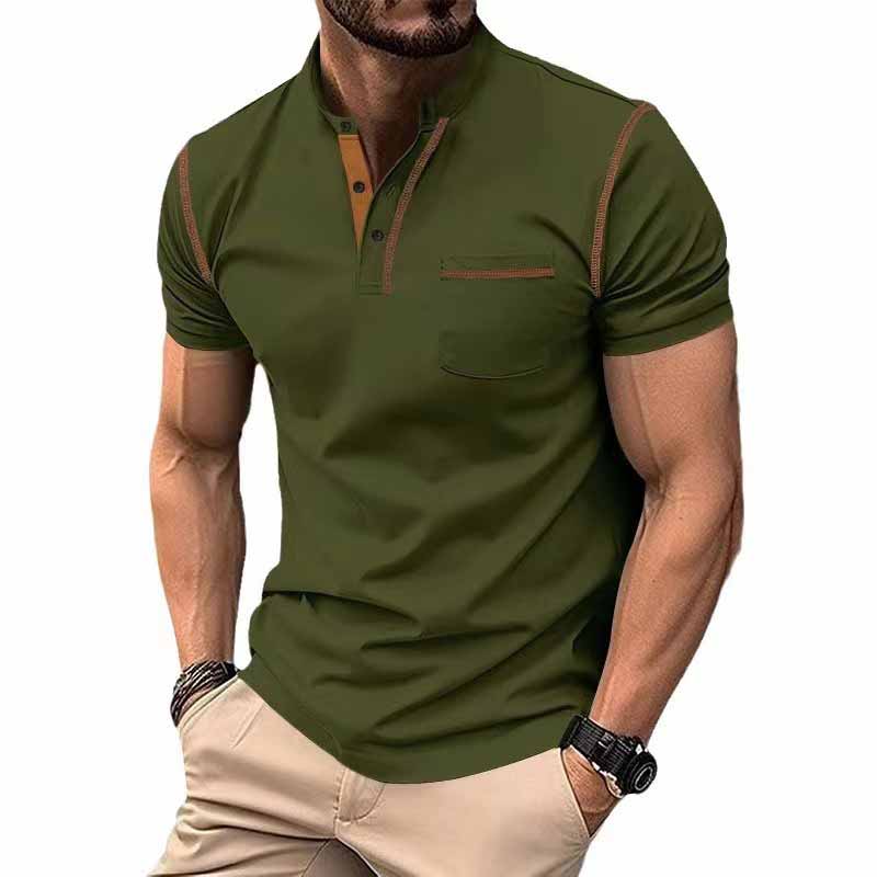 American Casual Quick Dry Button Henley Polo Shirt