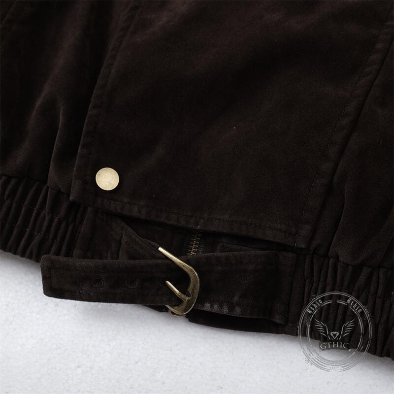 American Fashion Brown Stand-Up Collar Jacket