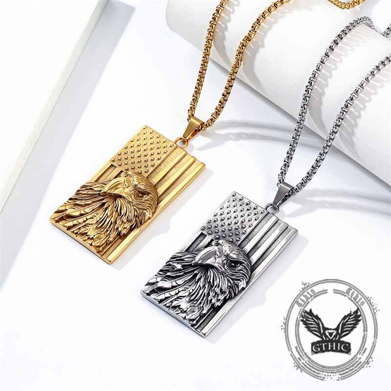 American Flag Bald Eagle Stainless Steel Pendant 01 | Gthic.com