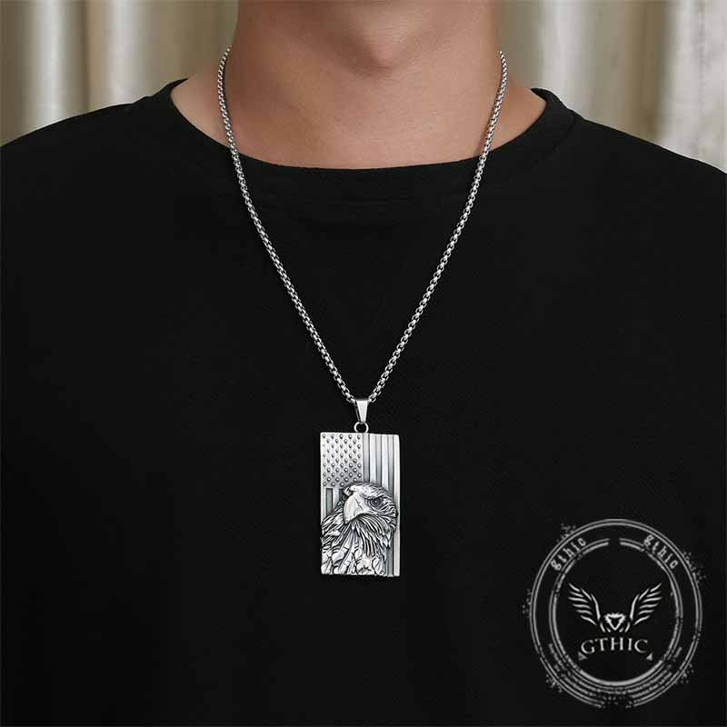 American Flag Bald Eagle Stainless Steel Pendant 02 | Gthic.com