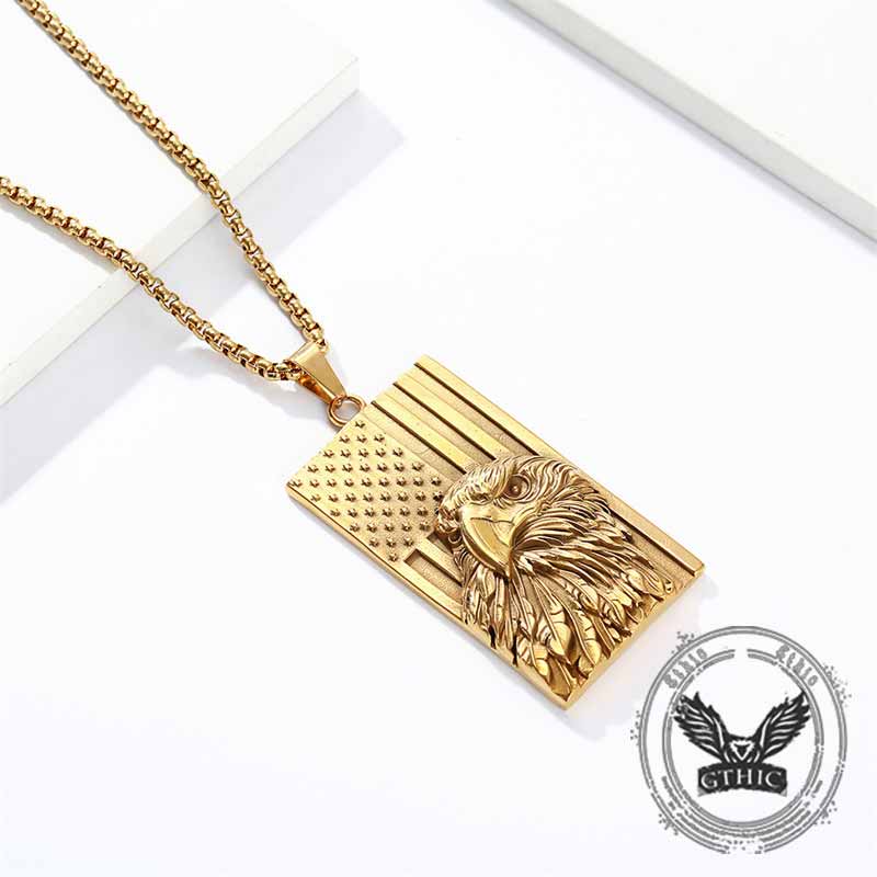 American Flag Bald Eagle Stainless Steel Pendant 03 | Gthic.com