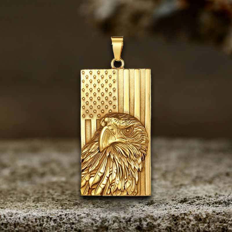 American Flag Bald Eagle Stainless Steel Pendant