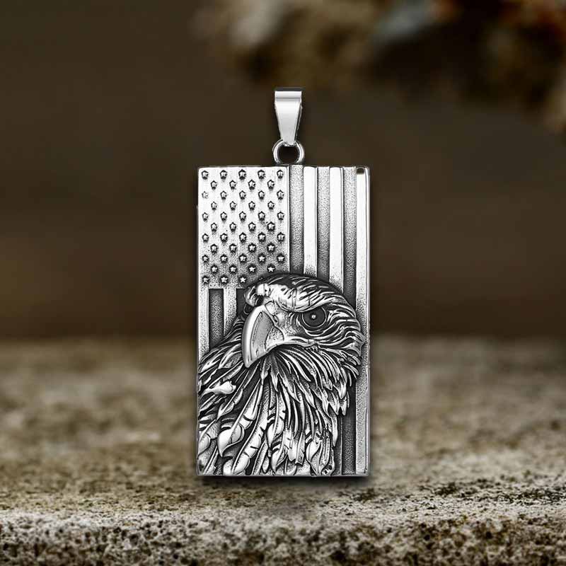 American Flag Bald Eagle Stainless Steel Pendant
