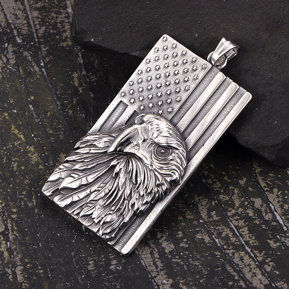 American Flag Bald Eagle Stainless Steel Pendant
