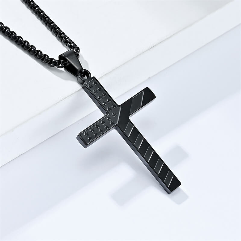 American Flag Cross Stainless Steel Pendant
