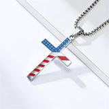 American Flag Cross Stainless Steel Pendant