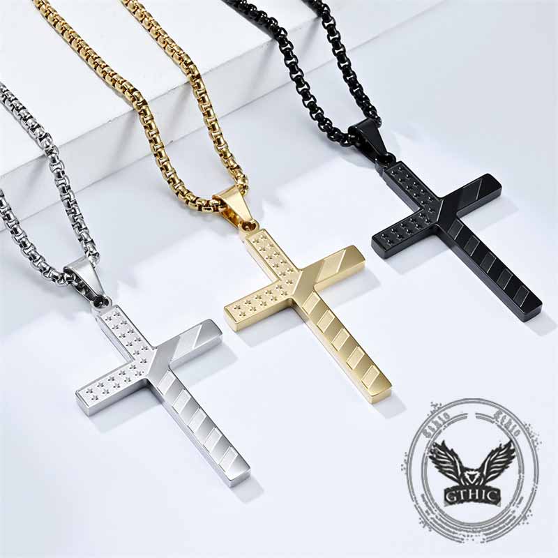 American Flag Cross Stainless Steel Pendant 01 | Gthic.com