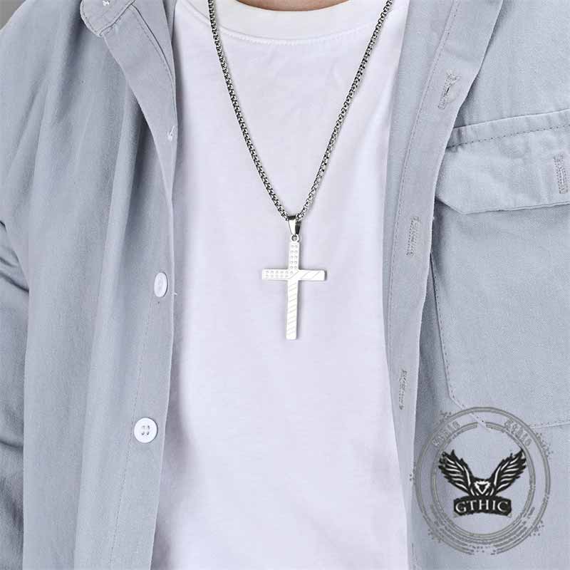 American Flag Cross Stainless Steel Pendant 03 | Gthic.com