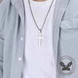 American Flag Cross Stainless Steel Pendant 03 | Gthic.com