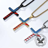 American Flag Cross Stainless Steel Pendant