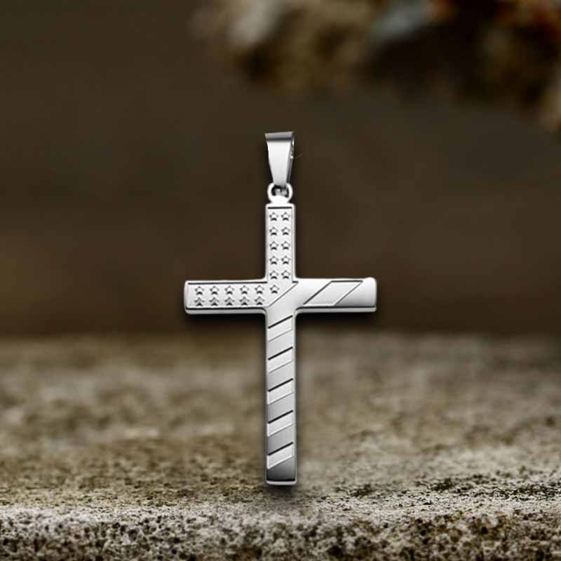 American Flag Cross Stainless Steel Pendant