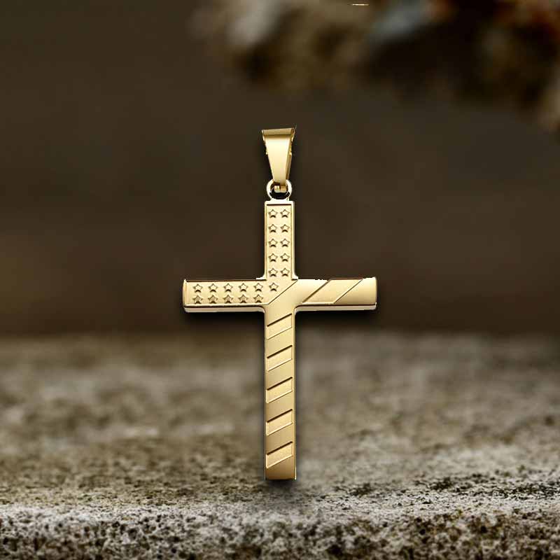 American Flag Cross Stainless Steel Pendant