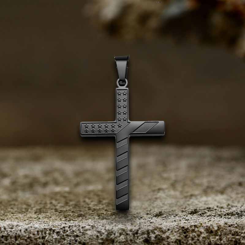 American Flag Cross Stainless Steel Pendant