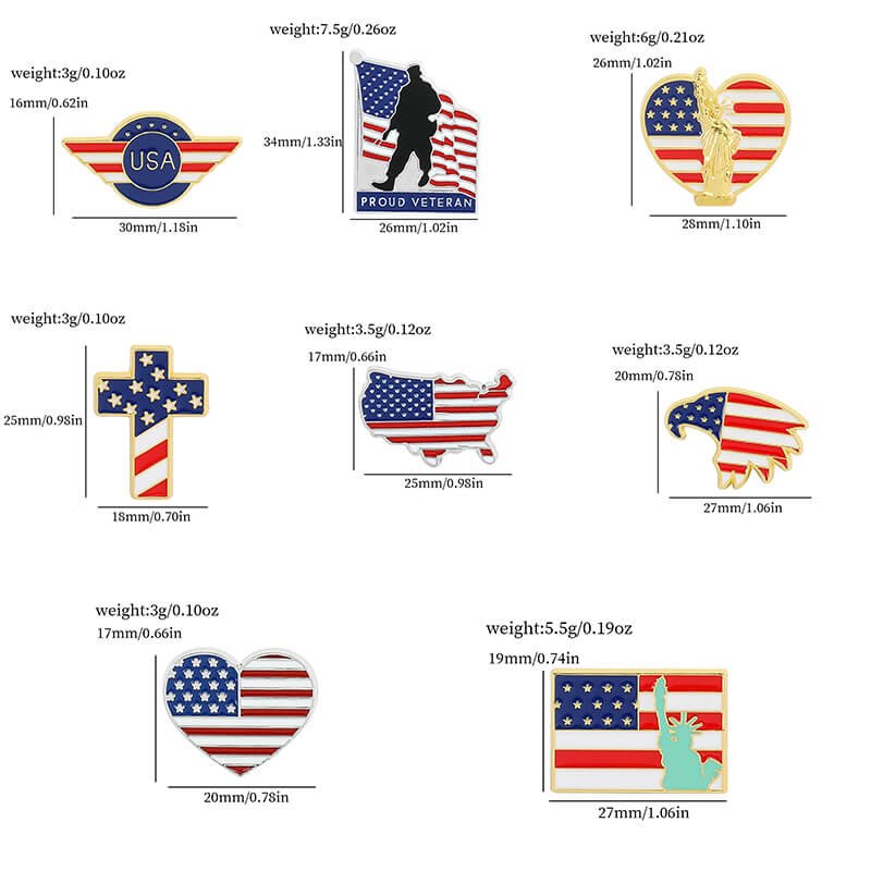 American Flag Design Alloy Brooch