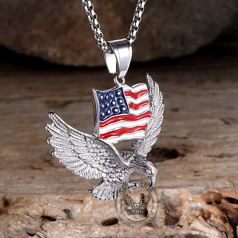 American Flag Eagle Stainless Steel Pendant | Gthic.com