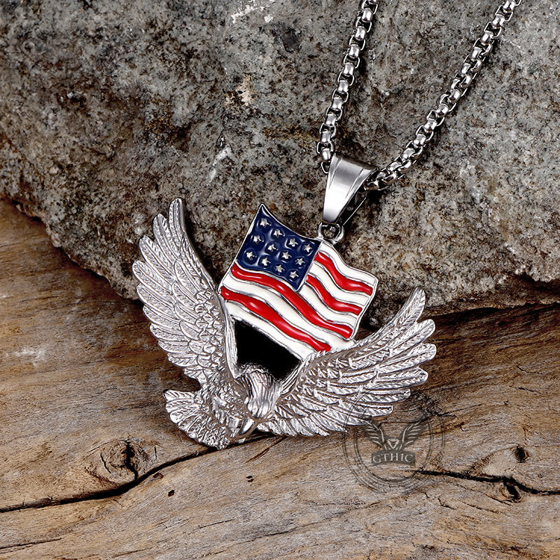 American Flag Eagle Stainless Steel Pendant | Gthic.com