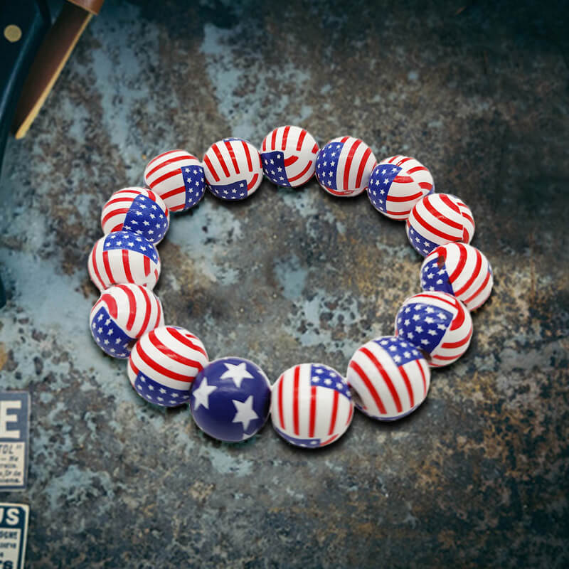 American Flag Wood Beaded Bracelet | Gthic.com