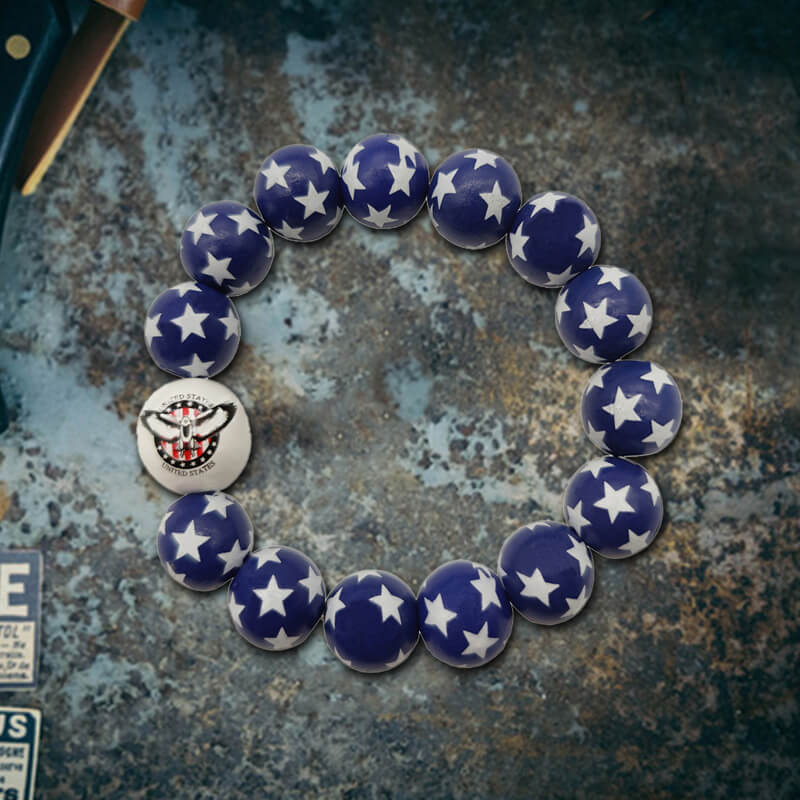 American Flag Wood Beaded Bracelet | Gthic.com