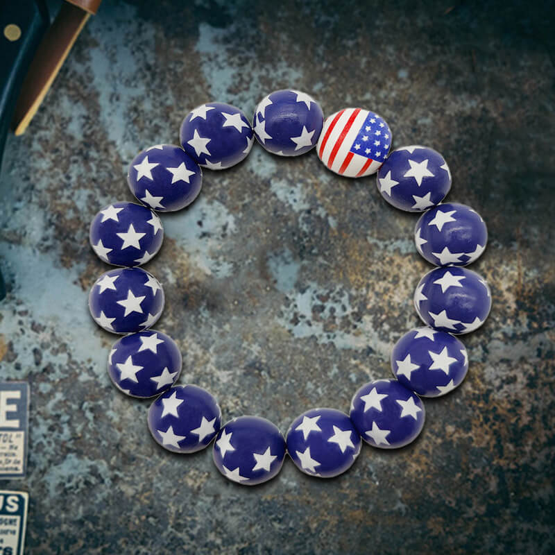 American Flag Wood Beaded Bracelet | Gthic.com