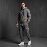 American Fleece-Lined Hooded Jacket And Cargo Pants Set
