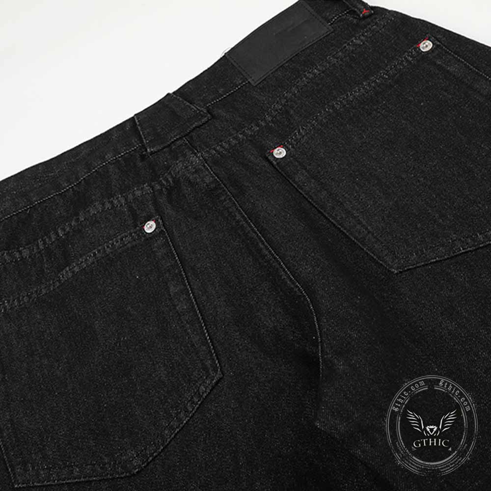 American High-Street Button Design Raw Denim Jeans