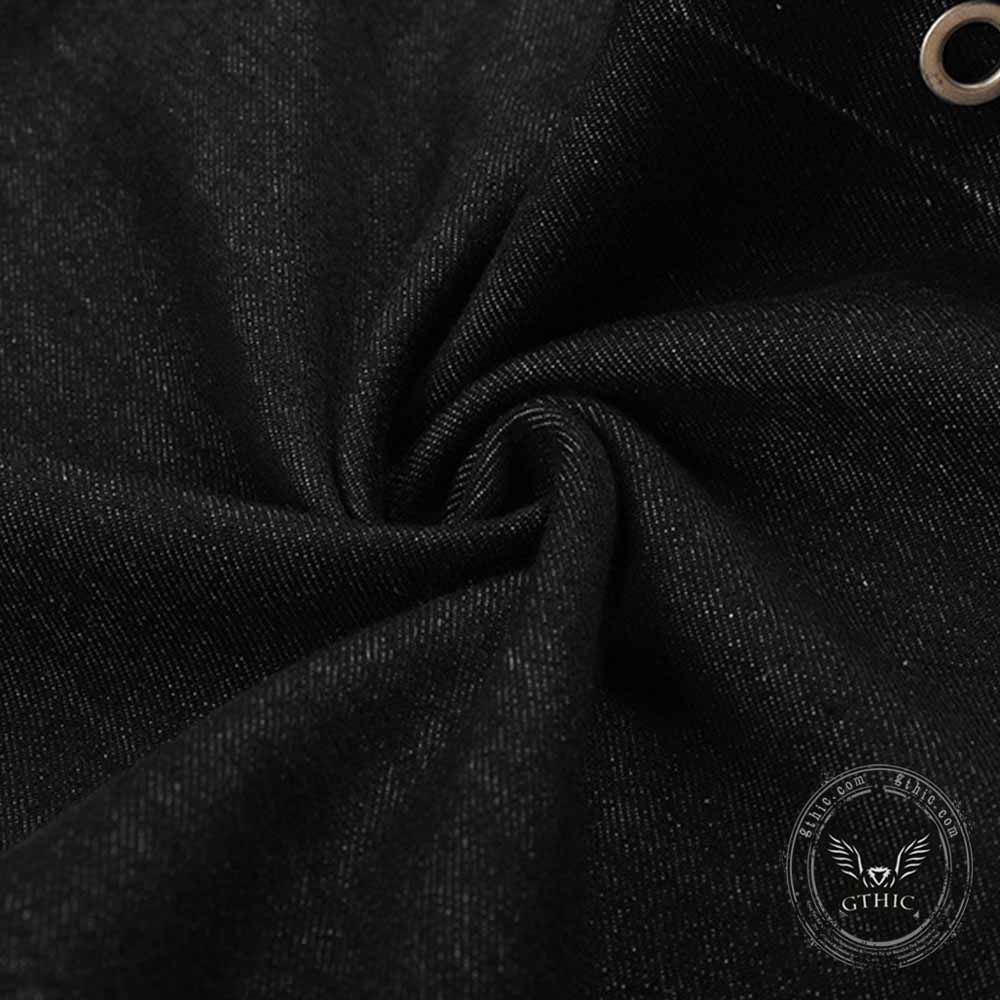American High-Street Button Design Raw Denim Jeans